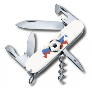 Нож перочинный Victorinox Spartan "Российский футбол", 91 мм, 12 функций, рукоять пластик, белый