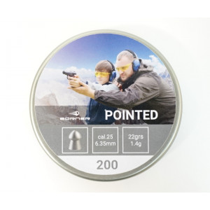 Пневматические пули Borner Pointed 6,35 мм, 1,4 грамм, 200 штук Пневматические пули Borner Pointed 6,35 мм, 1,4 грамм, 200 штук